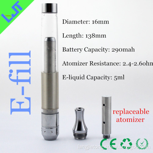 Big Size Ecig One Piece Detachable Ecig with Detachable Cartomizer and Big Capacity Battery Inside Refillable Cleaomizer Rechargeable Ecig (E-Fill)
